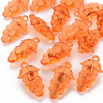 Autumn Theme Transparent Acrylic Beads, Grape, Coral, 46x27x16.5mm, Hole: 3.5mm, about 101pcs/500g