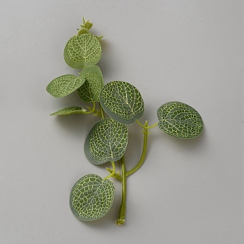 Plastic & Polyester Artificial Eucalyptus Leaf, Money Leaf, for Vase Wedding Bouquet Home Decoration, Yellow Green, 150~160x90~110x4~57.5mm