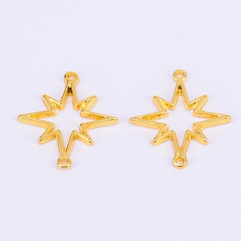 Alloy Open Back Bezel Pendants, For DIY UV Resin, Epoxy Resin, Pressed Flower Jewelry, Twinkling Star, Golden, 24x20.5x1.5mm, Hole: 1mm