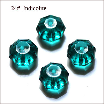 Imitation Austrian Crystal Beads, Grade AAA, Faceted, Octagon, Teal, 6x4mm, Hole: 0.7~0.9mm