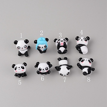 Cute Plastic Panda Display Decorations Sets, Black, 20~46x28~34x19~33mm, 8pcs/set