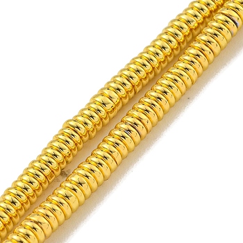 Electroplated Synthetic Non-Magnetic Hematite Beads Strands, Rondelle, Golden Plated, 2x1mm, Hole: 0.9mm, about 392pcs/strand, 15.79''(40.1cm)