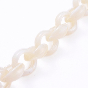 Handmade Acrylic Rolo Chains, Belcher Chain, Imitation Gemstone Style, Wheat, Links: 20x18x8mm, about 39.37 inch(1m)/strand
