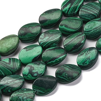 Synthetic Malachite Beads Strands, Twist Oval, 14x10x4mm, Hole: 1.4mm, about 28pcs/strand, 15.75 inch(40cm)