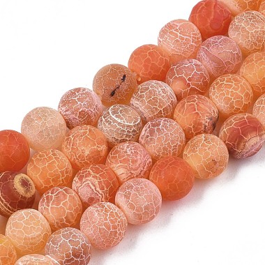 8mm Tomato Round Weathered Agate Beads