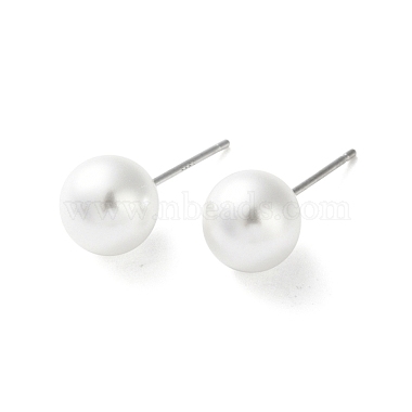 White Round Plastic Stud Earrings