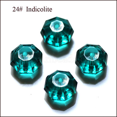 6mm Teal Octagon Glass Beads