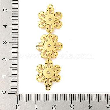 Brass Pave Clear Cubic Zirconia Three Flower Links Connector Charms(KK-P277-61G)-3