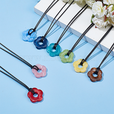 8Pcs 8 Colors Acrylic Flower Pendant Necklaces Set(NJEW-AN0001-50)-7