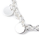 304 Stainless Steel Flat Round Charm Bracelets with Cable Chains for Women(BJEW-G669-25S)-3