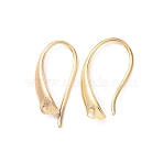 Brass Earring Hooks, Cadmium Free & Lead Free, Real 24K Gold Plated, 16.5x3mm, Hole: 1mm, Pin: 0.8mm(KK-G604-03G)