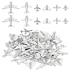 60Pcs 6 Styles Tibetan Style Zinc Alloy Passenger Airplane Pendants, Antique Silver, 15.5~38x13.5~36x3~5mm, Hole: 1.5~2.5mm, 10pcs/style(FIND-LP0001-94)