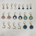 1 Set Universe Theme Alloy Enamel Star & Moon & Planet Charms Locking Stitch Markers, Gold Tone 304 Stainless Steel Clasp Stitch Markers, Mixed Color, 3.2~4.2cm, 10 style 2pcs/style, 20pcs/set(HJEW-SC0001-35)