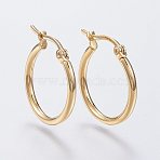 304 Stainless Steel Hoop Earrings, Hypoallergenic Earrings, Ring Shape, Golden, 12 Gauge, 14~16x2mm, Pin: 0.7~1.3x0.68mm(EJEW-F105-12G)