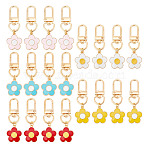 Alloy Enamel Flower Pendant Decorations, with Zinc Alloy Swivel Clasps, Mixed Color, 5.5cm, 5 colors, 4pcs/color, 20pcs/set(HJEW-AR00001)