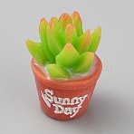 Cactus Miniature Ornaments, Micro Landscape Home Dollhouse Accessories, Pretending Prop Decorations, Green Yellow, 17x25.5mm(DJEW-CJC0005-03)