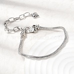 Brass Snake Chain Bracelets for Women, Rack Plating, Long-Lasting Plated, Cadmium Free & Lead Free, Platinum, 6.89 inch(17.5cm)(BJEW-H639-08P)