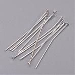 Jewelry Findings, Cadmium Free & Lead Free, Iron Flat Head Pins, Silver, 45x0.75~0.8mm, 20 Gauge, about 5100pcs/1000g, Head: 2mm(J079W027)