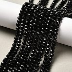 Dyed Natural Malaysia Jade Rondelle Beads Strands, Faceted, Black, 4x2~3mm, Hole: 1mm, about 115pcs/strand, 14 inch(X-G-E316-2x4mm-08)