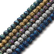 Electroplated Natural Lava Rock Beads Strands, Bicone, Mixed Color, 4x5mm, Hole: 0.8mm, about 89~90pcs/strand, 15.35~15.55 inch(39~39.5cm)(G-G984-17)