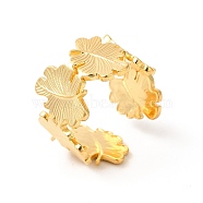 Ion Plating(IP) 304 Stainless Steel Maple Leaf Open Cuff Ring for Women, Real 18K Gold Plated, Inner Diameter: US Size 6 3/4(17.1mm)(RJEW-E063-18G)