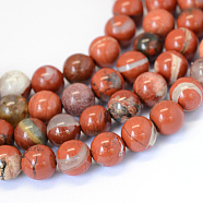 Natural Red Jasper Round Bead Strands, Grade AB, 6~6.5mm, Hole: 1mm, about 63pcs/strand, 15.5 inch(X-G-E334-6mm-27)