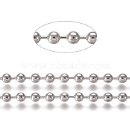 304 Stainless Steel Ball Chains, with Card Paper, Stainless Steel Color, 3.2mm(CHS-E021-13I-P)