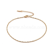 Vacuum Plating 304 Stainless Steel Singapore Chain Anklets, Water Wave Chain Anklets, with 304 Stainless Steel Findings, Golden, 9-5/8 inch(24.5cm)(AJEW-AN00440)