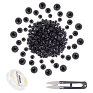 SUNNYCLUE DIY Jewelry Making Kits, Including Natural Obsidian Beads, Elastic Crystal Thread and Sharp Steel Scissors, 4mm, Hole: 0.8mm, about 92pcs/strand, 14.3 inch, 1strand/set(DIY-SC0016-12)