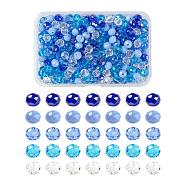 500Pcs 5Colors Electroplate Glass Beads, AB Color Plated, Faceted Rondelle, Clear & Light Steel Blue & Blue & Light Sky Blue & Cyan, 6x4mm, Hole: 1mm, 100pcs/Color(EGLA-LS0001-01A)