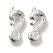 Brass S-Hook Clasps, Cadmium Free & Lead Free, 925 Sterling Silver Plated, 16x7x4mm, Hole: 0.2mm(KK-H502-06S)