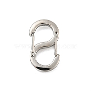 304 Stainless Steel S Shaped Carabiner, Keychain Clasps, Stainless Steel Color, 15x9x3mm(STAS-P358-01B-P)