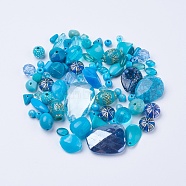 Acrylic Beads, Mixed Shapes, Teal, 5.5~28x6~20x3~11mm, Hole: 1~5mm(SACR-S756-17)