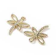 Alloy Micro Pave Cubic Zironia Pendants, Dragonfly Charm, Golden, 20x18x2mm, Hole: 1.5mm(PALLOY-K001-25)