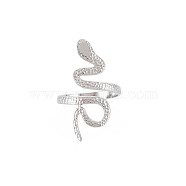 304 Stainless Steel Snake Wide Open Cuff Ring for Women, Stainless Steel Color, US Size 6 3/4(17.1mm)(RJEW-S405-160P)