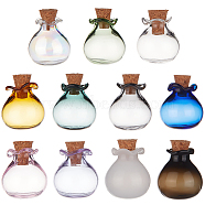 11Pcs 11 Colors Lucky Bag Shape Glass Cork Bottles Ornament, Glass Empty Wishing Bottles, DIY Vials for Pendant Decorations, Mixed Color, 2.5cm, 1pc/color(AJEW-DR0001-01)