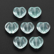 Transparent Glass Beads, Heart, Pale Turquoise, 10.5x12x6.5mm, Hole: 1mm(GLAA-T022-24-D01)