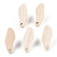 Ash Wood Stud Earring Findings, with 304 Stainless Steel Pin, Others, 23x9.5mm, Hole: 2mm, Pin: 0.7mm(EJEW-N017-011S)
