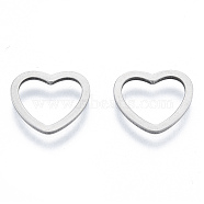 Non-Tarnish 201 Stainless Steel Linking Rings, Heart, Stainless Steel Color, 11x12x1mm, Inner Diameter: 7.5x9.5mm(STAS-N090-T06-1)