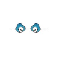 Brass Stud Earrings, Cloud, Blue, Platinum, 10x10x1.2mm, Pin: 0.7mm(EJEW-BB61328-A)