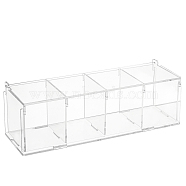 Acrylic Bead Containers, 4 Compartments, for Blind Box Doll, Rectangle, White, 31.5x10x10cm, Fit for 8.6x7cm, about 9pcs/set(CON-WH0094-01)