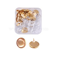 DIY Earring Making, 304 Stainless Steel Stud Earring Settings and Clear Glass Cabochons, Half Round, Golden, Earring Settings: Tray: 14mm, 16x2mm, Pin: 0.8mm, 20pcs/box,
 Cabochons: 13.5~14x4mm, 20pcs/box(DIY-JP0005-26G-14mm)