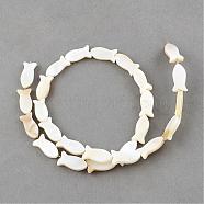 Natural Sea Shell Beads Strands, Fish, Creamy White, 16x8~9x3mm, Hole: 0.8~0.9mm, about 25pcs/strand, 14.9 inch(SSHEL-Q296-39)