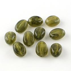 Oval Imitation Gemstone Acrylic Beads, Olive Drab, 18x13x9.5mm, Hole: 2mm(X-OACR-R052-04)