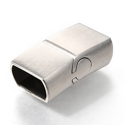 304 Stainless Steel Magnetic Clasps with Glue-in Ends, Curved Rectangle, Stainless Steel Color, 23.5x13.5x8mm, Hole: 6x11.5mm(STAS-C020-09P)