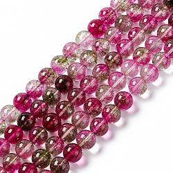 K9 Glass Imitation Cherry Quartz Beads Strand, Round, Deep Pink, 10~10.5mm, Hole: 0.8mm, about 39pcs/strand, 14.76 inch(37.5cm)(GLAA-G086-01C)