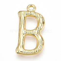 Brass Pendants, Letter Charms, Letter B, 23.5x11.5x3mm, Hole: 1.6mm(KK-N254-218G-B)