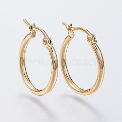 304 Stainless Steel Hoop Earrings, Hypoallergenic Earrings, Ring Shape, Golden, 12 Gauge, 14~16x2mm, Pin: 0.7~1.3x0.68mm(EJEW-F105-12G)