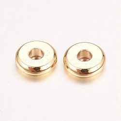Real 18K Gold Plated Brass Spacer Beads, Nickel Free, Flat Round, 6x1.5mm, Hole: 2mm(X-KK-E702-13G-NF)