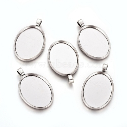 Alloy Pendant Cabochon Settings, Plain Edge Bezel Cups, Cadmium Free & Nickel Free & Lead Free, Oval, Antique Silver, 38.5x24.5x5.5mm, Hole: 5.5x3.5mm, Tray: 29x21.5mm(PALLOY-2421-AS-FF)